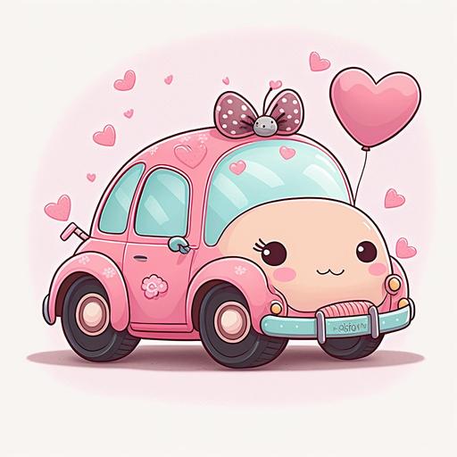 imaginechibi design cartoon valentine's day pink car with heart and bee –h 3000 –w 3000 --v 4 --v 4