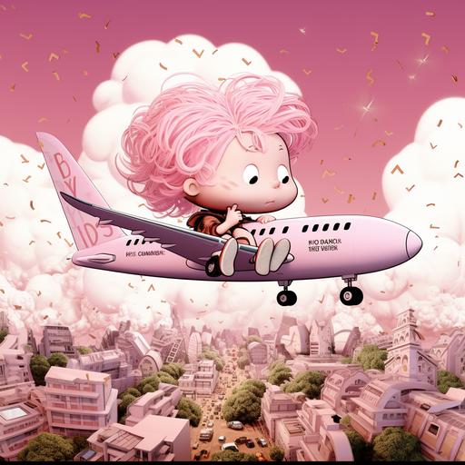 in a plane pink background make this image:  using this carton style: