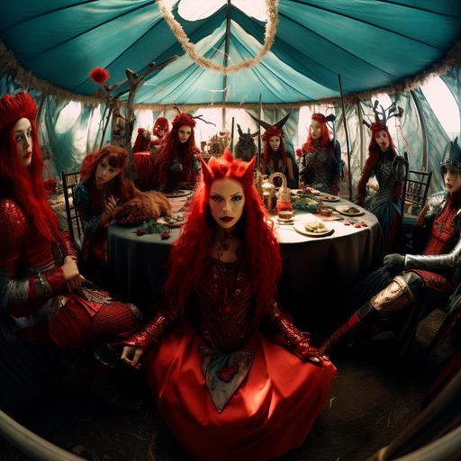 in the scarlet queens goblin camp of faerietale couture wide angle playbunny shot