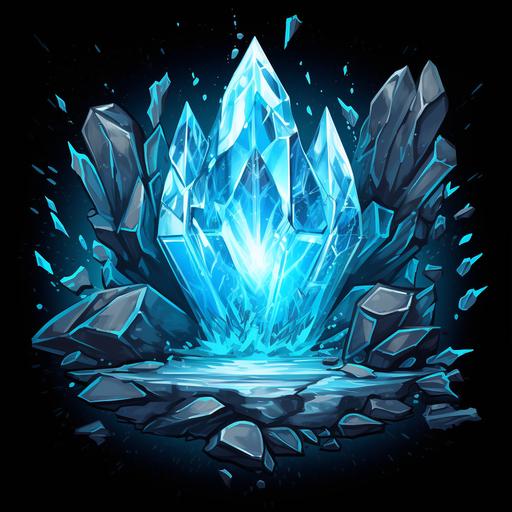 in the style of vector esports logo icy outdoor pond with ice shards exploding close up