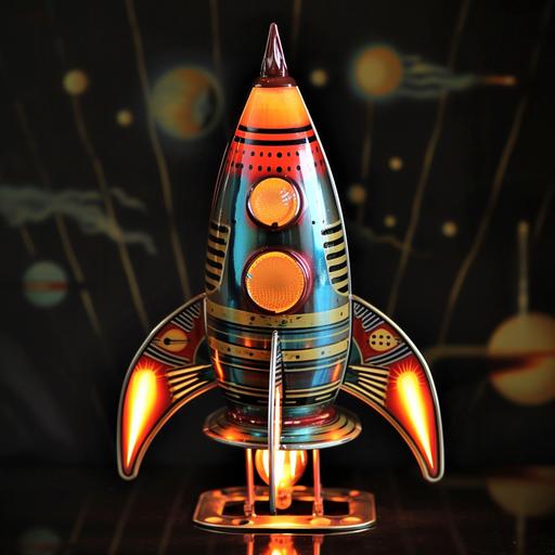 incandescent plasma tin toy rocket ship --v 6.0