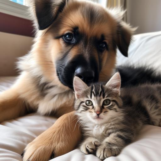 incredibly adorable picture of a puppy and kitten --v 5
