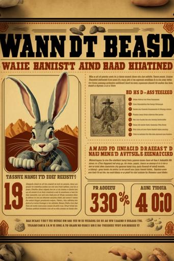 infographic wanted dead or alive poster for bugs bunny --ar 2:3 --v 4