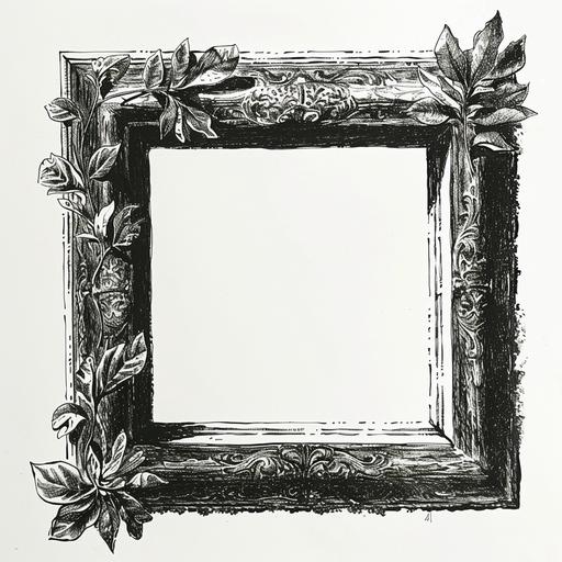 ink drawing of a old square photo frame