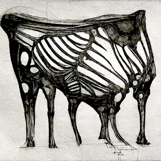 ink sketch for Cow skeleton morphological shape analysis