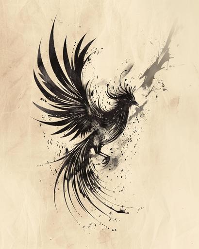 ink tattoo designs the new design for small tattoos phoenix phoenix tattoo designs, in the style of rimel neffati, pencil art illustrations, subtle use of light and shadow, brian kesinger, light black and silver, abstract form, tattoo-inspired --ar 4:5 --v 6.0