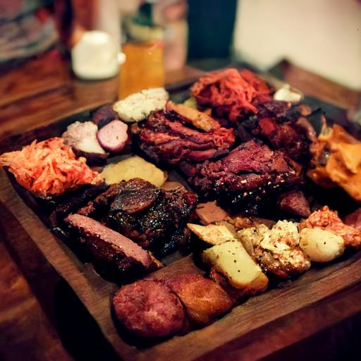 insanely good bbq platter with a great emphasis on the meats