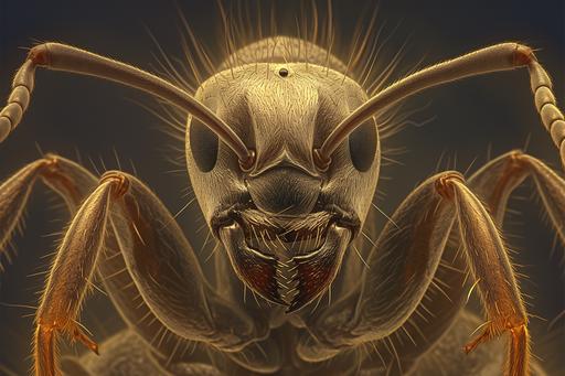 insect, an ant's face viewed through an electron microscope, focus stacking::1 splatter, smear, smudge, splash, drips::-0.3 --ar 3:2 --niji 6 --style raw --s 350