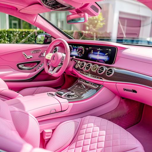 inside of a pink luxury amg Benz