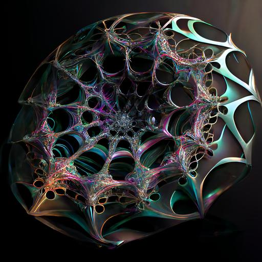 interloking multlayered holographic fractal metal spiderweb crystal latticework snoflake spiral vortex gravity dilation 4D structure --v 4