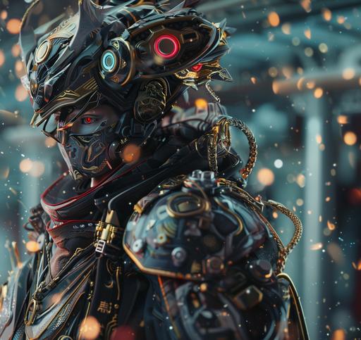 intricate close-up photo of a mongolian Chinese Japanese soldier::3 wearing::1 future techno armor with neon glowing ornaments holding a glowing red sword, ornate, men-yoroi mempo style mask::2 The geometric illuminati, tarot cards, black and gold, black paper, fine point glitchcore::2 infrared black and white photography monochromatic, symmetrical, bold black and white geometric details::0.5 spacecore fantasypunk synthwave, symmetrical crimson and black ink, full art geometric vibrant geometric patterns::1 octane render, epic, ocult character symbolism::1 --ar 71:67
