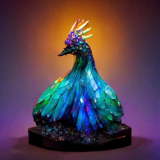 colorful crystal statue peacock
