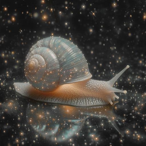 isometric Detail cut out of a snail shell.all the stars and the universe are ensnared in a single spiral shaped line,photorealisticpicture by chiara bautista and Edward Steichen --v 6.0 --s 600 --c 10