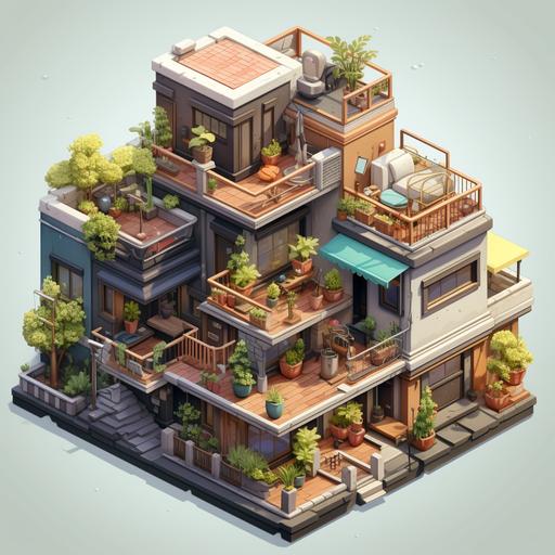 a set of houses with large balcony and roof deck --ar 1:1 --v 5.2