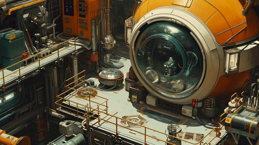 isometric, reactor room, hard surface, sally storch oil painting, color and light, color blocking, spaceship, unique composition, realistic, 8k, high octane --ar 16:9 --v 6.0
