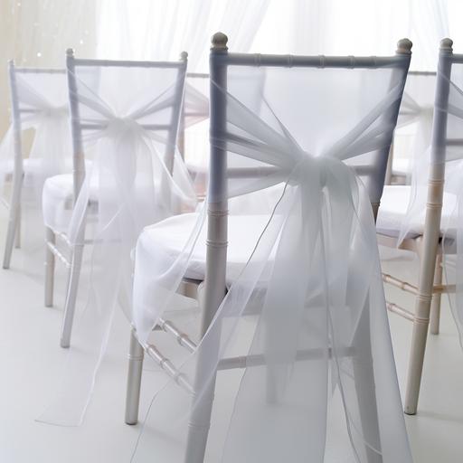 Wedding Chair Sashes nature Decoration thin White Tulle Roll Crystal Organza Sheer Fabric