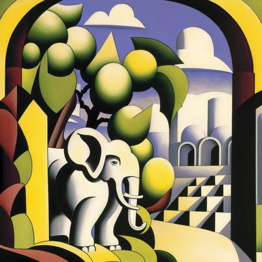 italian winefield with a baby Elephant thats sticking out above the grape threes, Painting style by Fernand Léger, Hapiness, natural Textures