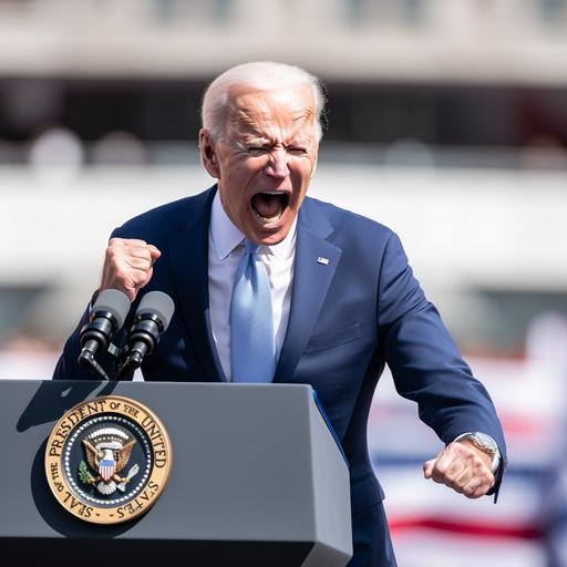 jOE BIDEN is SPEAKING AND IS VERY ANGRY, pounding his fist on the podium