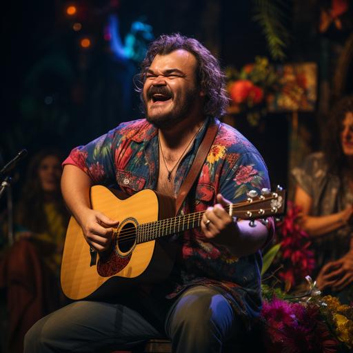 jack black performing in an off-broadway musical starring him and Cheeck --s 250