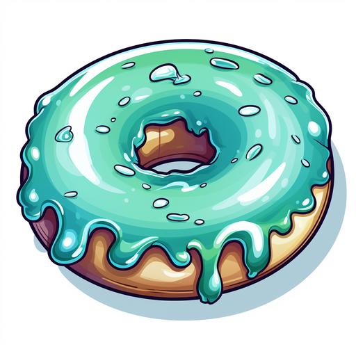 jade color donut sticker cartoon style