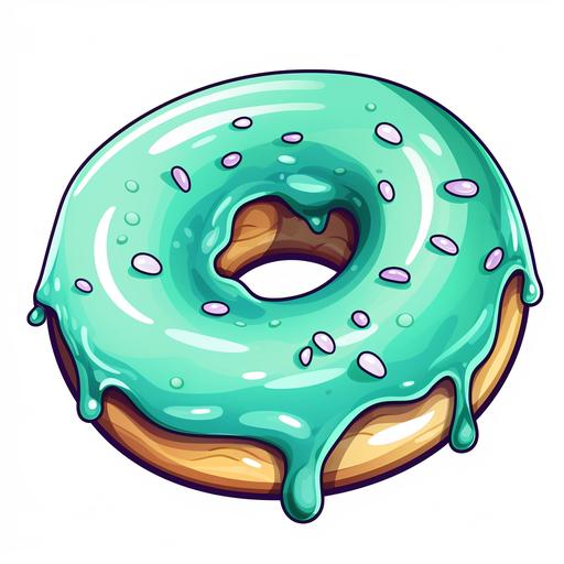 jade color donut sticker cartoon style