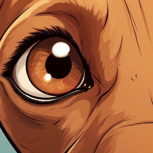 cartoon brown dog eye close-up
