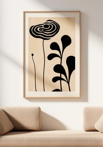 japandi wall art in beige and black --ar 210:297