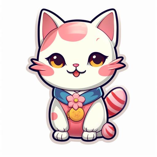 japanese cat cartoon sticker vector 2d cute