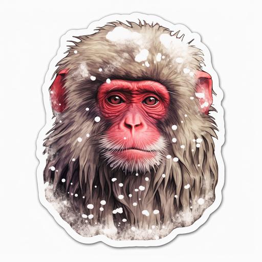 japanese macaque snow monkey sticker
