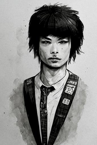 japanese punk male character full body drawing detailed --ar 2:3