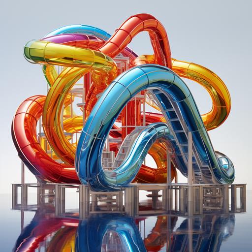 jeff koons stainless steel colored mirrored sculpture art of roller coaster