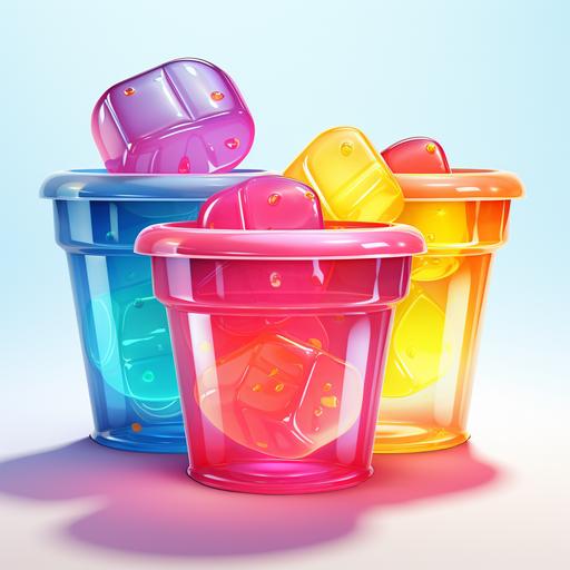 jelly in plastic cups style candy crush logo