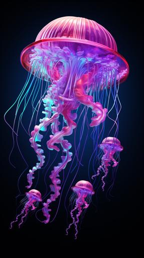 jellyfish, aquatic, aesthetic soft anaglyphic 3D, sparklecore, violet and coral --ar 9:16