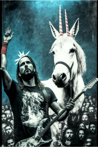 jesus christ and the unicorn, anarchy band poster 🦄 --ar 2:3 --uplight