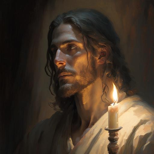 jesus with a candle