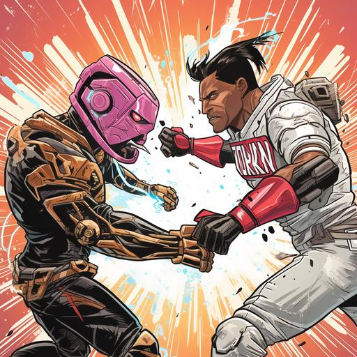 jose ramirez of the cleveland guardians punching with an overhand right punching tim anderson in the face and his head goes up like rockem sockem robots