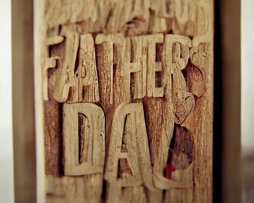 A Father's Day Card made of wood, close-up, wide shot, cinematic --ar 5:4