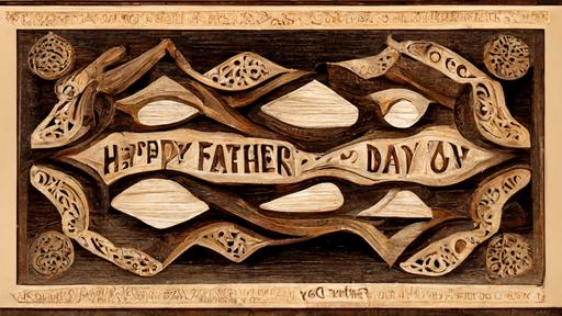 Beatiful Father's Day card made of wood, very ornate, hyper-detailed --ar 16:9