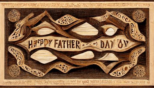 Beatiful Father's Day card made of wood, very ornate, hyper-detailed --ar 16:9