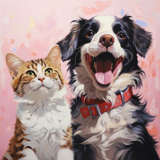 k-pop cat and dog laughing
