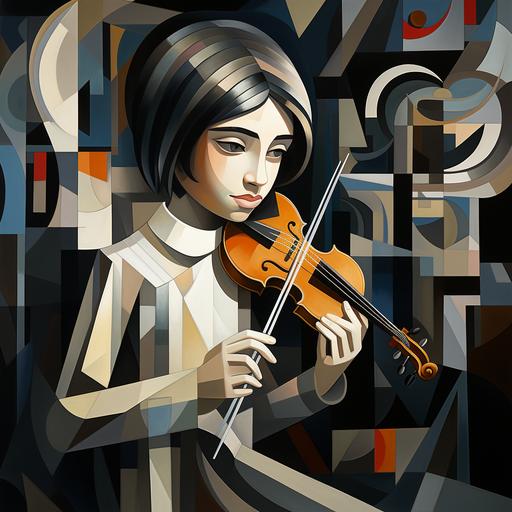 Black and white Cubism art, cartoon, child playing flute, clear pencil along the contour, direct light, detail, high contrast, high quality. Background clean --style raw --s 750