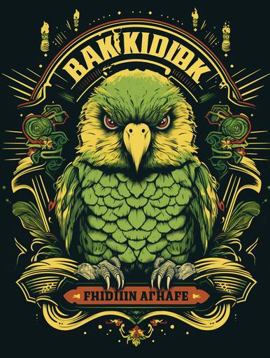 kakapo hendrix: electric birdyland, poster --ar 3:4 --c 25
