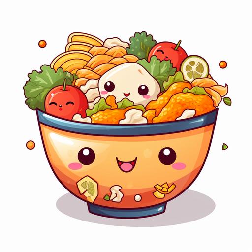 kawaii a bowl chinese food clipart white background