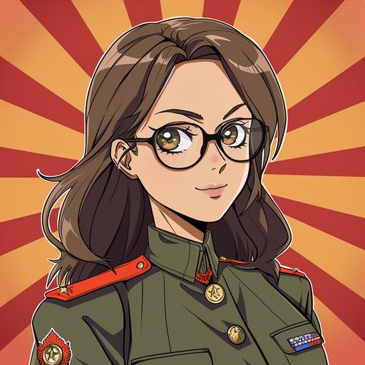 kawaii brunette with glasses, dressed as dictator