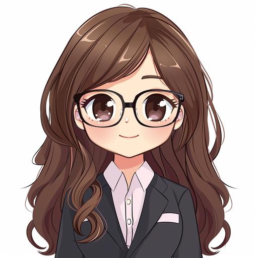 kawaii brunette with glasses dressed as friendly politician
