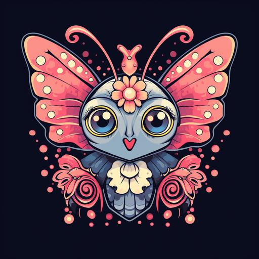 kawaii butterfly vector t-shirt design no background --no mockup