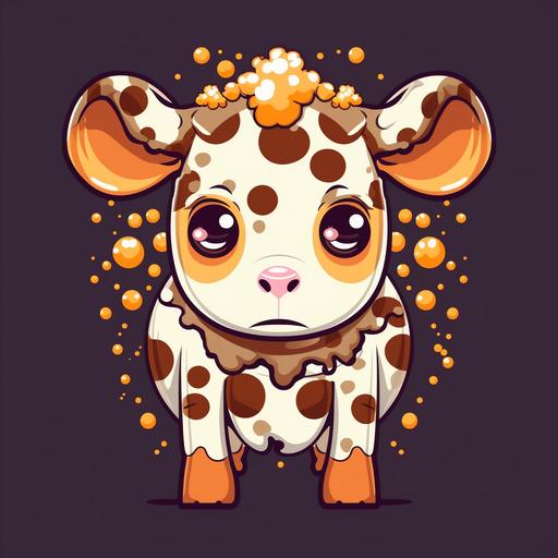 kawaii cow vector t-shirt design no background --no mockup