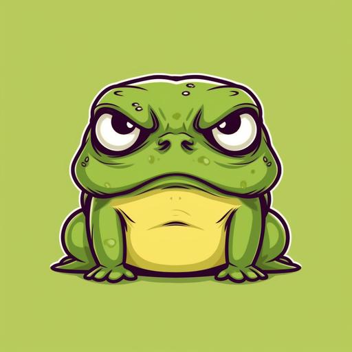 kawaii cute frog, looking angry, professional tshirt design vector, contour, white background