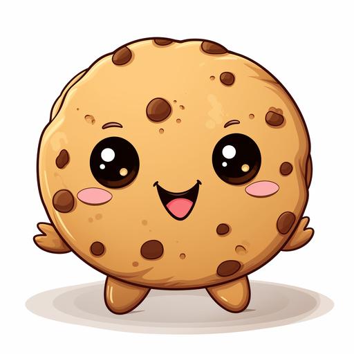 kawaii one cookie with arms and legs clipart white background