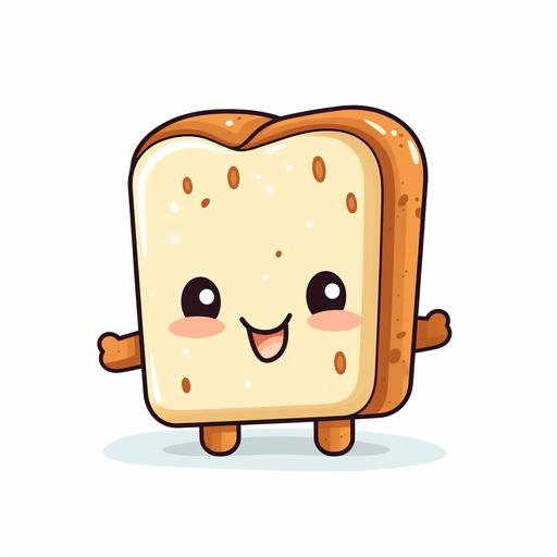 kawaii slice of bread with legs clipart white background
